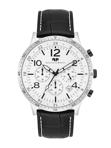 Image of Rhodenwald & Söhne Male Analogue Quartz Chronograph Watch with Genuine Leather Bracelet Black 10010447