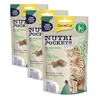 GimCat Nutri Pockets Insekt & Katzenminze - Knuspriger Katzensnack mit funktionalen Inhaltsstoffen - 1 Beutel (1 x 60 g) (Packung mit 3)