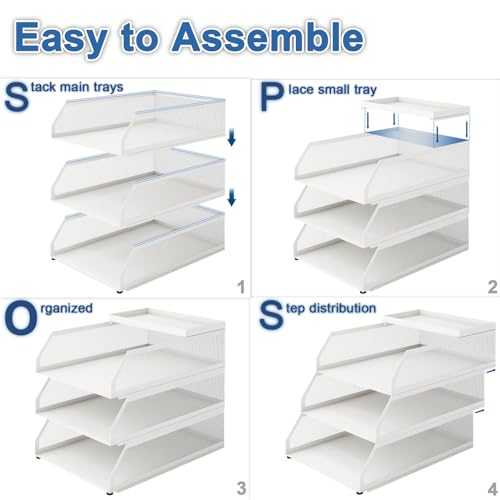 Natwind 3-Tier Stackable Metal Mesh Desk Paper Tray Organizer,White by Natwind - Image 7
