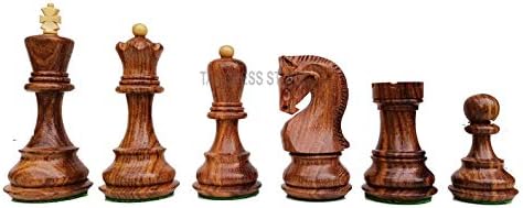 3.7" Russian Zagreb Chess Pieces Set only | Luxury Unique Chess Set in Golden Rosewood | Best Gift for Him or Her | Chess Moscow | Taj Chess Store