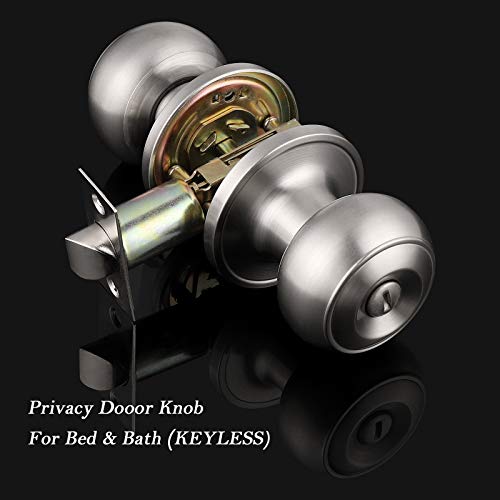 Probrico 8 Pack Interior Privacy Door Knobs Keyless Door Lock Lockset Round Doorknobs In Satin Nickel Door Locks For Bedrooms And Bathrooms Adjustable Latch Backset #TOP2