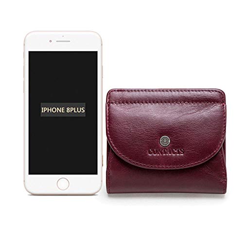 Leather ladies wallet, short multi-function card holder, coin purse, clutch-红色3