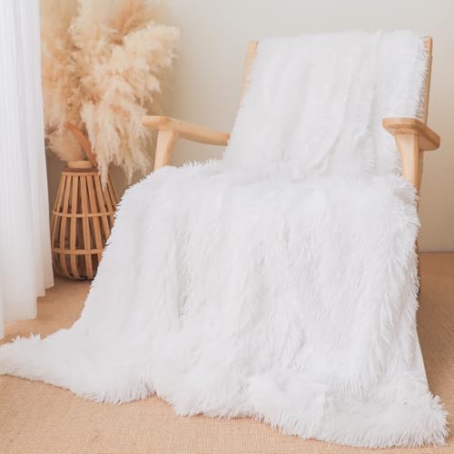 Extra Soft Faux Fur Throw Blanket 50'x60' - Reversible Fluffy Shaggy Double Layer...