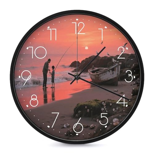 VstaDank Summer Beach Theme Wall Clocks Exquisite Non-Ticking Silent Clock