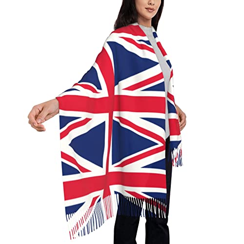 Women'S Union Jack Oversize Tassel Shawl Scarf Wraps For Women2