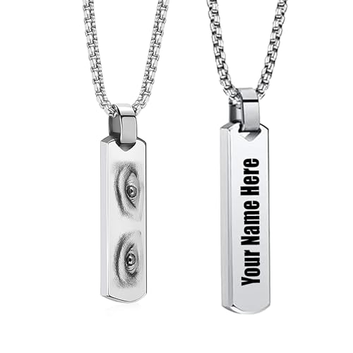 WolkomHome Custom Eye Engraving � Personalized Stainless Steel Chain' for Men & Women, Unique Gift for Birthday, Anniversary, Rakhi, Diwali (Dual Side)