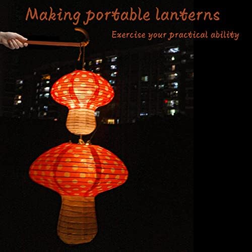 Windspeed 4Pcs Mushroom Shaped Paper Lanterns 8 inch & 12 inch - 5