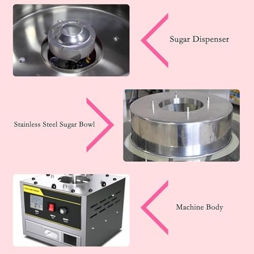 1200W Cotton Candy Machine - Electric Maker with Stainless Steel Bowl, Sugar Scoop & Storage Drawer - Perfect for Birthday Parties & Events