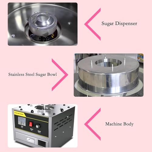 Cotton Candy Machine Commercial, 1200W Electric Cotton Candy Machine, Cotton Candy Maker z miską ze stali nierdzewnej, Sugar Scoop, szuflada na urodziny