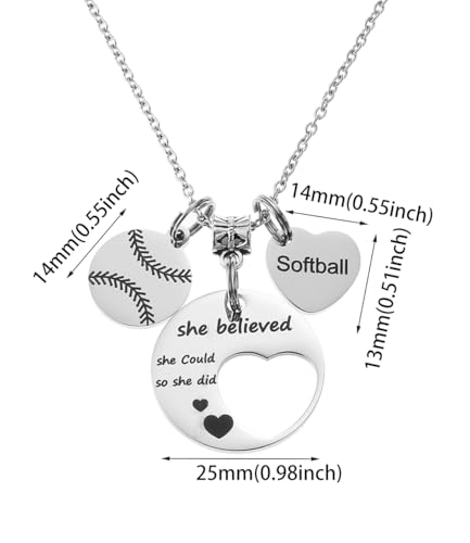 FYXYZ Softball Necklace Softball Gifts for Women Softball Pendant Jewelry Sport Necklace