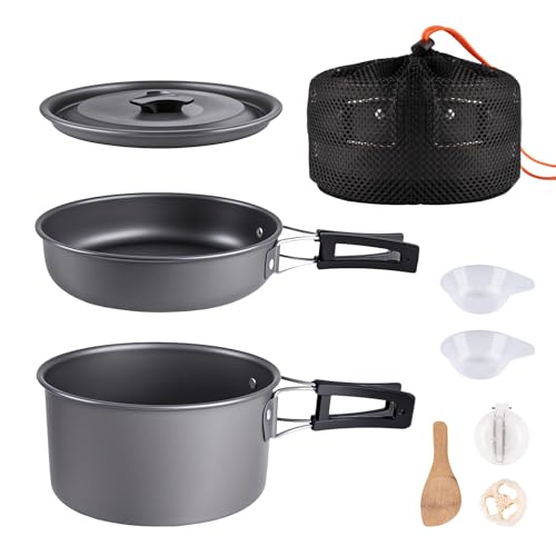 aiGear Kit de Utensilios Cocina Camping | Cocina Portatil con Ollas y Sartén en Aluminio y...