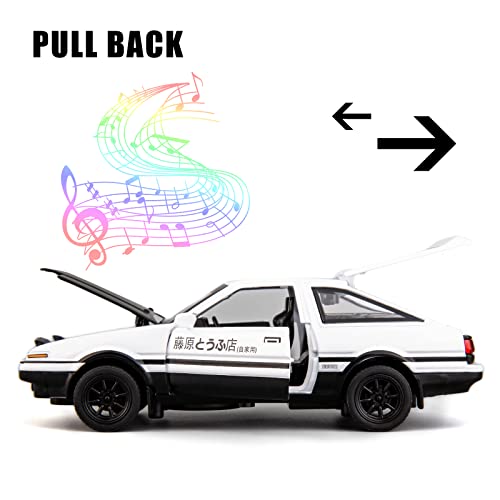 TGRCM-CZ 1/32 Toyota AE86 Initial D Model Car, Zinc Alloy Pull Back Toy car with Sound and Light for Kids Boy Girl Gift(Black) - Image 4