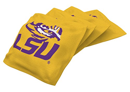 Wild Sports NCAA College LSU Tigers Yellow Authentic Cornhole Bean Bag Set (4 Pack)