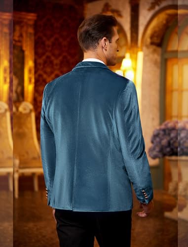 COOFANDY Men's Velvet Blazer One Button Velour Tuxedo Jacket Notched Lapel Suit Jackets for Prom Wedding Party Dinner3