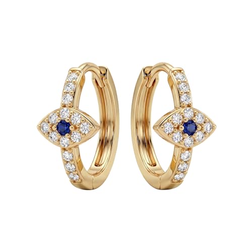 MEVECCO Gold Evil Eye Huggie Hoop Earrings 18K Gold Plated CZ Evil Eye Hoop Earrings Minimalist Handmade Earrings for Women