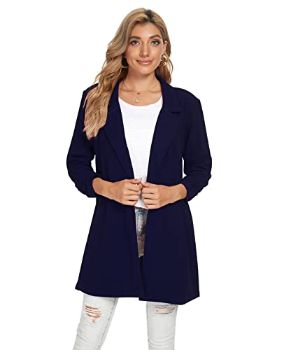 MINTLIMIT Womens Long Suit Jacket One Button Lapel Blazer Long Winter，Navy XX-Large