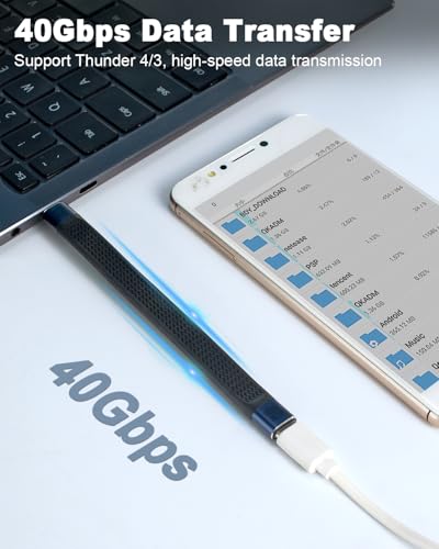 Image of Duttek Short USB C to USB C Extension Cable 5Inch, (240W PD Fast Charging, 40Gbps, 8K Video) Short Thunderbolt 4 Extension Cable for USB 4 Cord, iPhone 15 /16, MacBook, MacBook, Carplay, External SSD