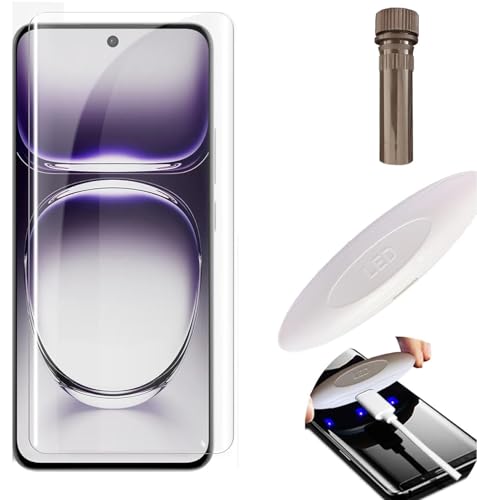 Image of NISHTECH Advanced HD+ Curved UV Tempered Glass Screen Protector Designed for Oppo Reno 12, Reno 12 Pro 5G || Full Screen Coverage with Easy Installation Kit