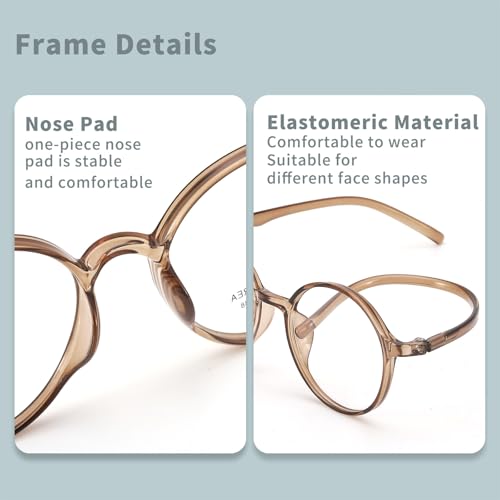 Image of Round Blue Light Glasses for Men and Women - Computer Glasses for Eye Strain - W. Anti-glare Coating - TR90 Frame - 2 Pack