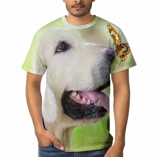 T-shirt Golden Retriever homme anti-irritation coupe droite coton pour peau sensible