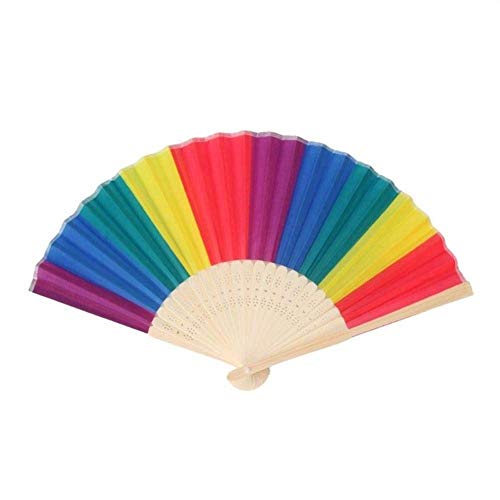WOVELOT Abanico de Arco Iris de Bambu de 7 Pulgadas Accesorio de...