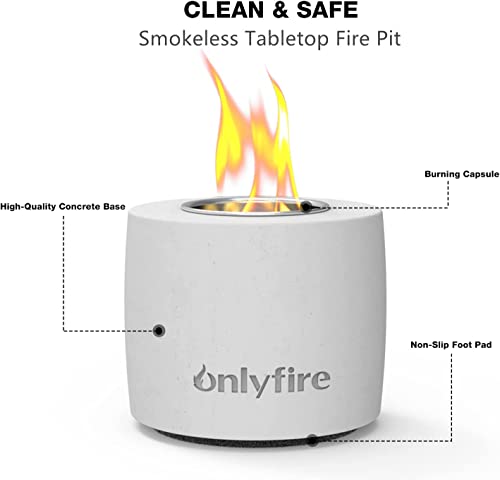Onlyfire Smokeless Tabletop Fire Pit 5", Mini Portable Concrete Ethanol Fireplace, Small Table Fire Bowl For Indoor And Outdoor Use, Bio Ethanol Fuel #TOP3