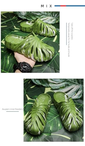 Generic Monstera Slippers, Women's Adult Unisex (Women's Fit) Green/Black/White/Blue Leaf Slides, 2024 New Anti-Slip EVA Slippers for Casual Wear, Beach/Poolside, Spa/Hotel, Travel, Outdoor Activities4