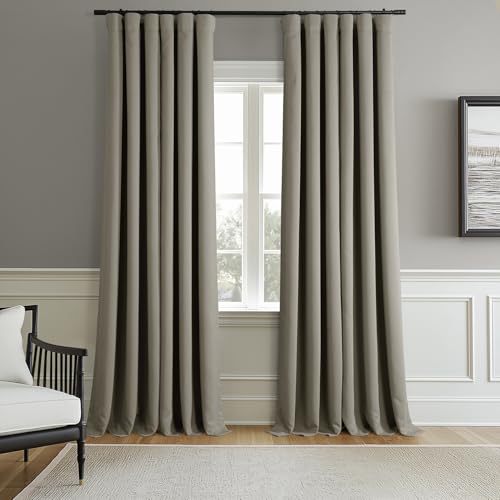 HPD Half Price Drapes Room Darkening Curtains for Bedroom 84 Inches Long (2 Panels) - Rod Pocket 100% Polyester Curtains & Drapes for Living Room and Windows - 50W x 84L, Dark Warm Taupe