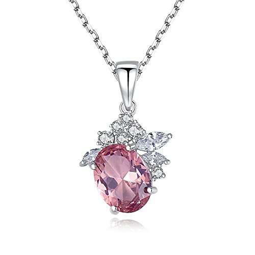 Collier de pierres précieuses roses pour femmes avec pendentif élégant