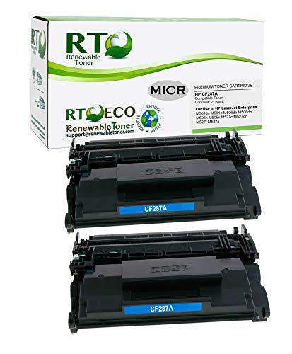 Renewable Toner Compatible MICR Toner Cartridge Replacement for HP 87A CF287A Laser Printers M501 M506 MFP M527 (Pack of 2) Renewable Toner Compatible MICR Toner Cartridge Replacement for HP 87A CF287A Laser Printers M501 M506 MFP M527 (Pack of 2)