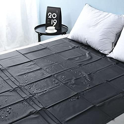 1PC Black Comfortable PVC Plastic Sheet Mattress Cover Waterproof Hypoallergenic Sheet (220CMX130CM)