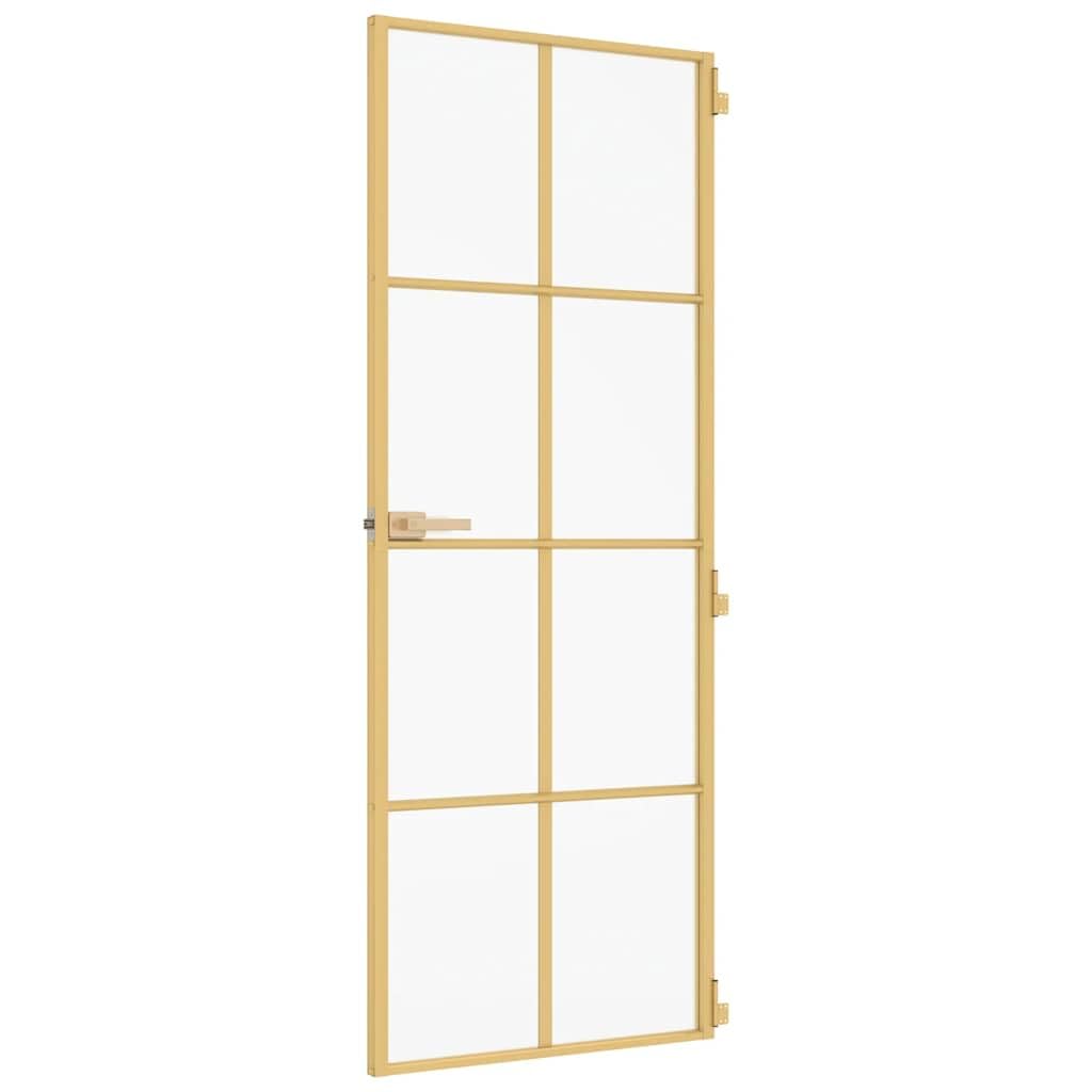Innentür Schlank 83 x 201,5 cm Hartglas und Aluminium Golden und Matt
