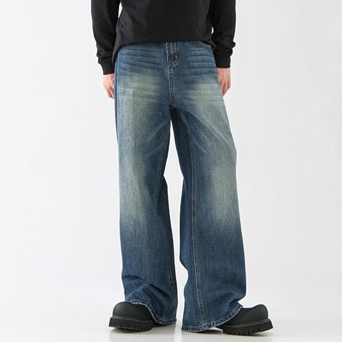 Mens Baggy Jeans Hip Hop Wide Leg Jeans Mens Trendy Casual Y2k Denim Pants Long Trousers Streetwear2