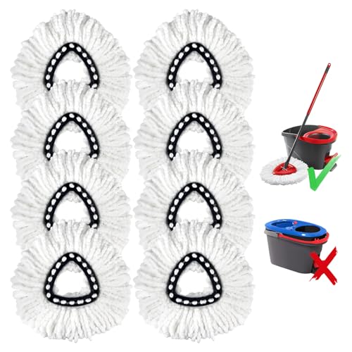 8-Pack Mop Replacement Heads for Ocedar Mop Replace Head EasyWrin Spin Mop Heads Replacements, Easy Cleaning Mop Head Replacement