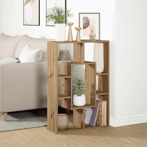 Estantería estrecha de madera para 60 kg con 7 compartimentos de roble Artisan 3