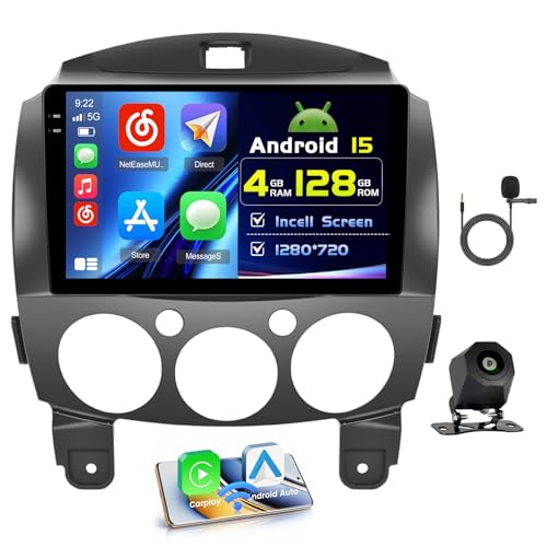 4+128G Android Autoradio mit Bildschirm für Mazda 2 2007-2014 Wireless Carplay, Autoradio mit Navi 9 Zoll Incell Bildschirm Android Auto/FM/RDS/Rückfahrkam 4+128G Android Autoradio mit Bildschirm für Mazda 2 2007-2014 Wireless Carplay, Autoradio mit Navi 9 Zoll Incell Bildschirm Android Auto/FM/RDS/Rückfahrkam