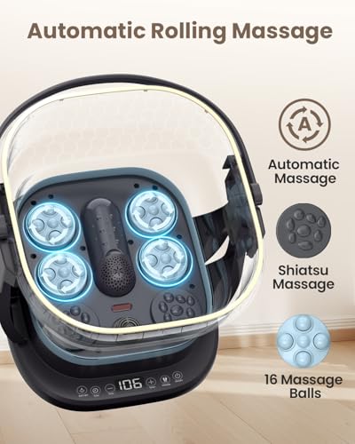 Puboo Collapsible Heated Foot Spa Bath with Remote, 95-115°F Precise Temp Control, Deep Massage Rollers & Acupressure, Quiet <50dB, Fits US Men’s Size 11 | Ideal Gift for Family & Friends