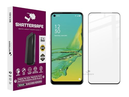Image of Shattersafe Oleophobic Tempered Glass Screen Protector Compatible For Oppo A33 / A53s / A76 / A96 [Pack of 1]. Edge To Edge Full Screen Protection With Easy Installation Kit & Case Friendly Fit.