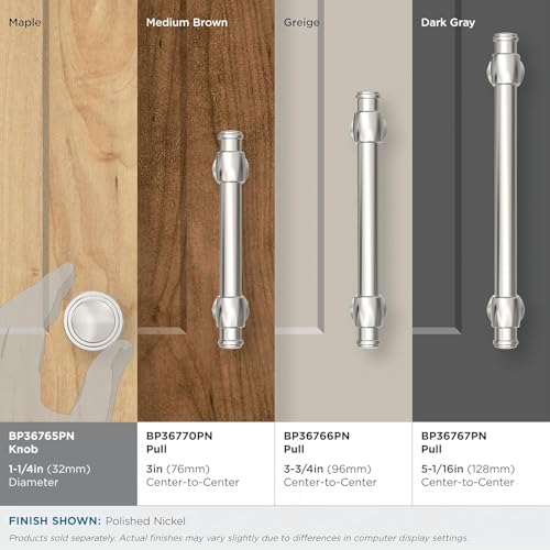 Image of Amerock 1-1 /4 inch Round Winsome Polished Nickel Cabinet Knob | Durable Zinc drawer knob and cabinet hardware, ideal for kitchen cabinets, bathroom vanities, dressers, and furniture