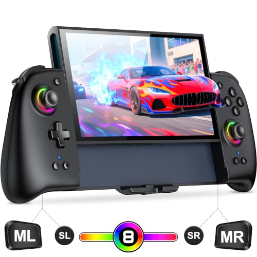 Image of Gammeefy JC400 Gen 2 Switch 2 Controller with Hall Effect Joysticks | Enhanced Grip | Switch 2 Handheld Controller Replacement Switch 2 Pro Controller | 8 Color RGB Lighting, Turbo, Macros, Black