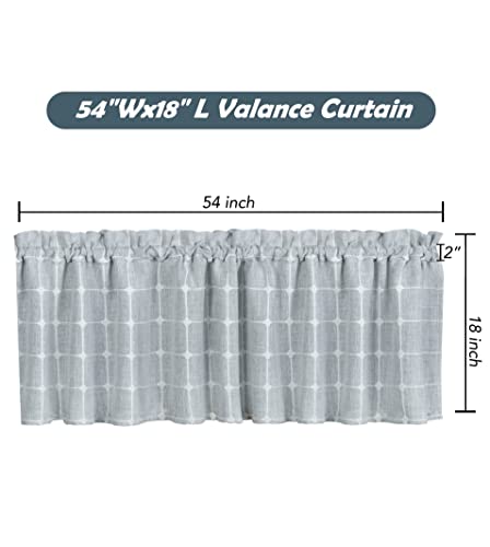 Shunjie.home Farmhouse Valances For Windows Boho Linen Plaid Curtain Valances, Plaid Window Valance For Kitchen Bedroom Bathroom Living Room(Gray, 54" X 18") #TOP6