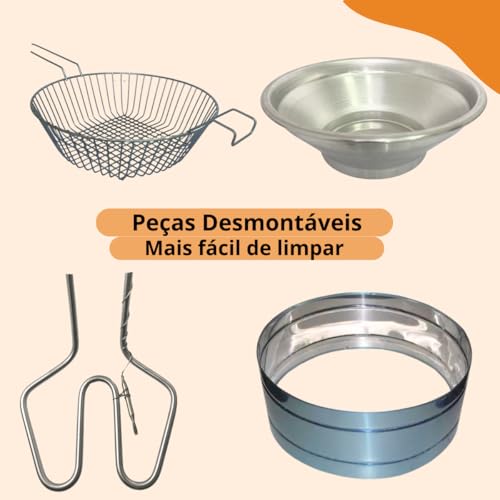 Fritadeira Elétrica Industrial Tacho 3,5L + Escumadeira Inox 13cm - Boni (110)