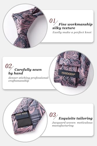 Image of HISDERN Ties for Men Paisley Floral Tie Handkerchief Classic Woven Business Formal Necktie and Pocket Square Set Wedding