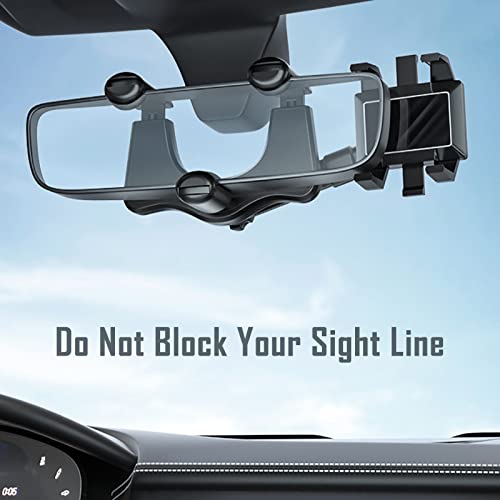 Rear View Mirror Phone Holder For Car,Rotatable and Retractable Car Phone Holder,soporte para celular para carro,Swivel View Phone Holder,360-degree Rotation Adjustment,for Most Mobile Phones and Cars
