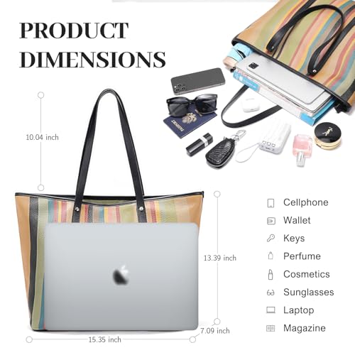 Bolso Tote grande de cuero genuino para mujer miniatura 4