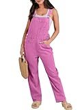 ANRABESS Overalls for Women Loose Fit Denim Overalls Adjustable Strap Jean Jumpsuit Bib Romper 2025 Fall Casual Work Outfits Hot Pink Large