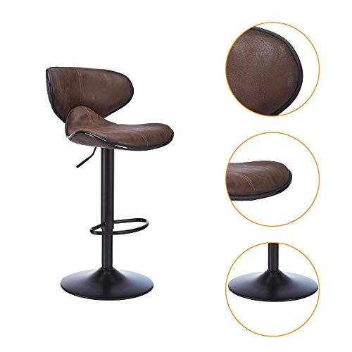 Canglong Stools Swivel Adjustable Barstool, Counter Height Chairs W/Backrest And Footrest For Bar, Kitchen, Dining, Living Room And Bistro Pubx, Set Of 2, Retro Brown #TOP3
