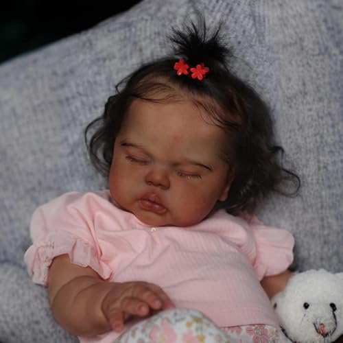 Muñeca Reborn Bebé de Silicona Realista Negra 18 pulg miniatura 3