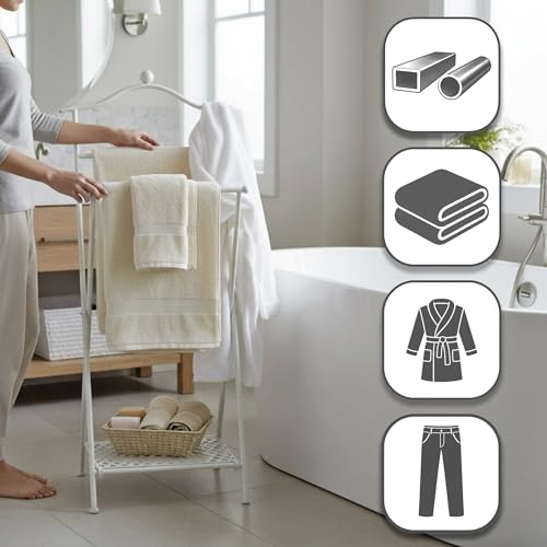 HAKU Möbel aparcacoches Blanco encalado, Metal, Metal - Dim.: AN 46 cm x AL 98 cm x P 35 cm, Estilo: Bohemio - imagen 2