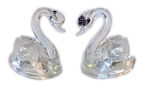 Boutique by Chinatown Hit Pair of Love Swan Crystal Figurine with Free Glowing Base